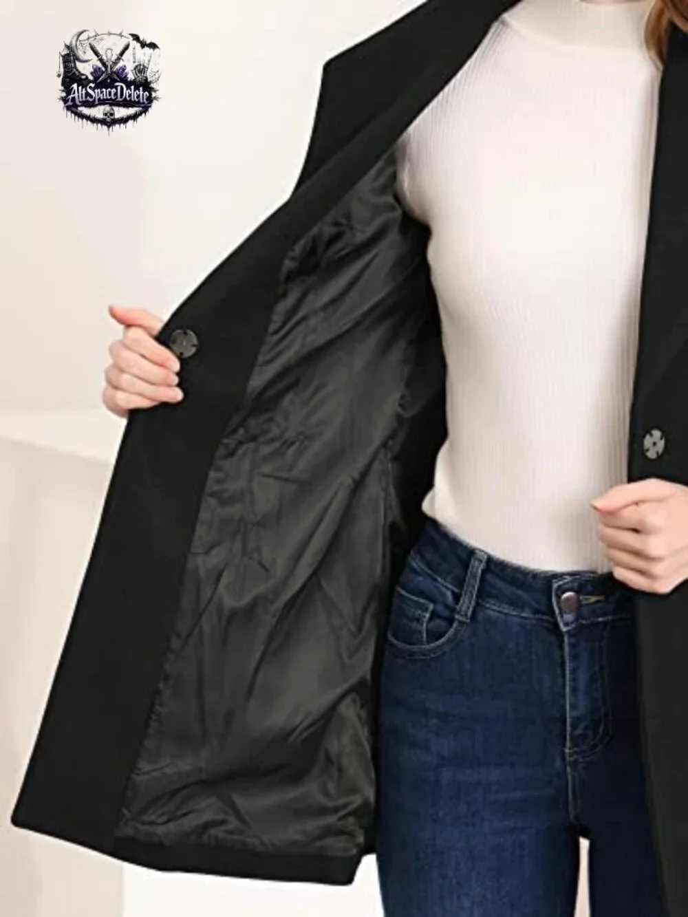 Allegra K Women's Winter Coat Lapel One Button Warm Office Work OverCoat_6